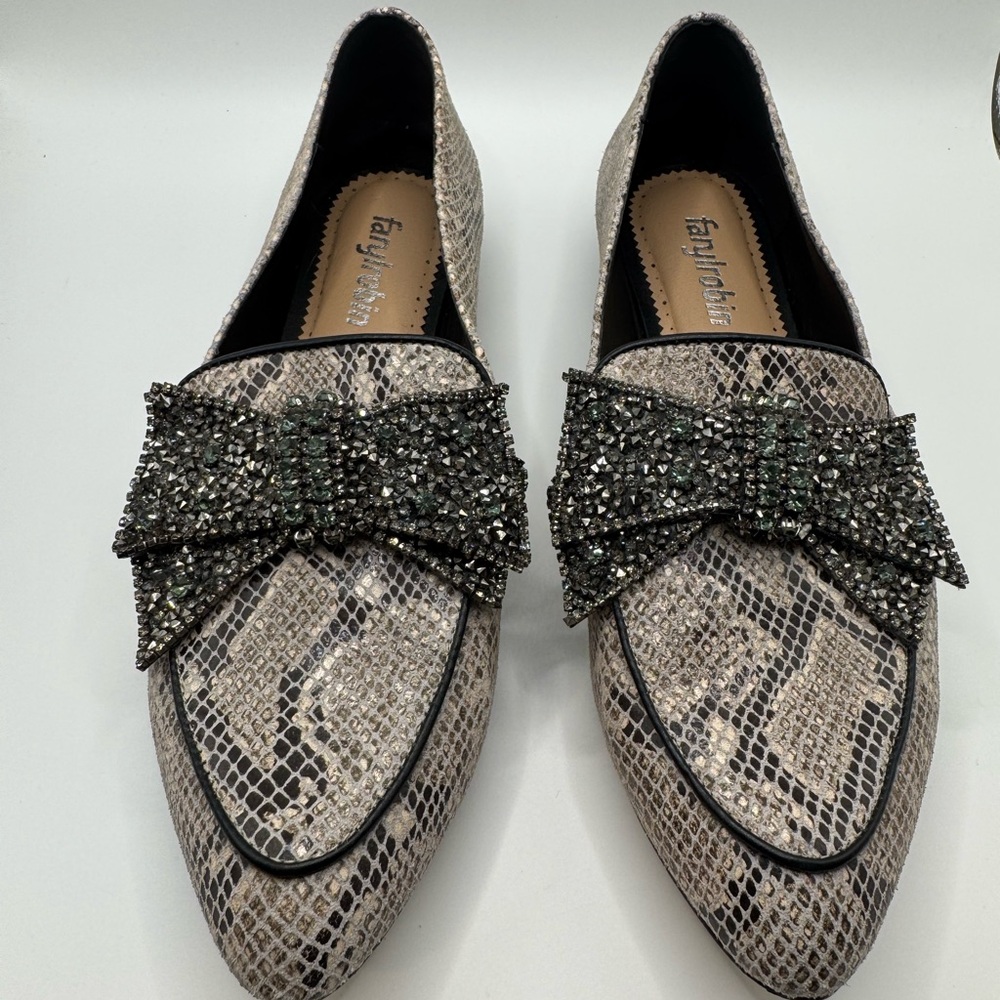 Farylrobin Elton Bow Snakeskin Flats 8